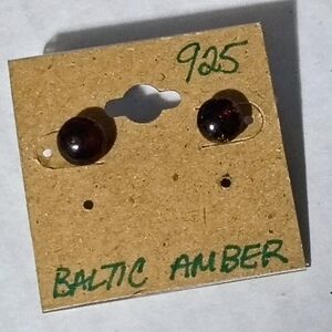 Sterling Silver Amber Stud Earrings